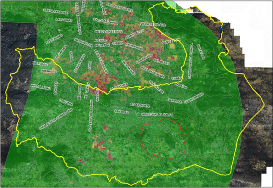 Imagen Landsat, de la cuenca El Ahogado