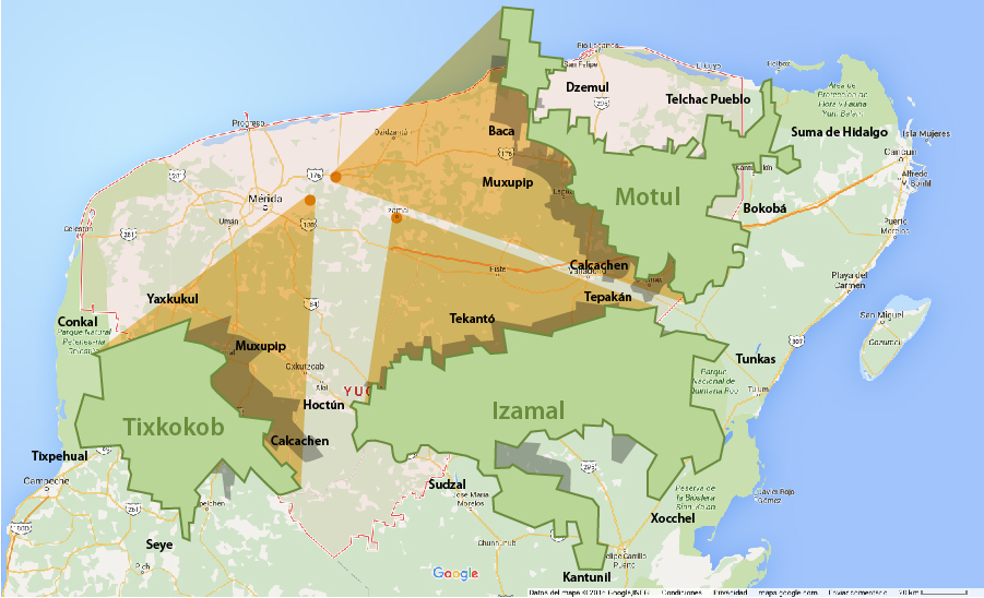 Localización de los municipios estudiados en el Estado de Yucatán.