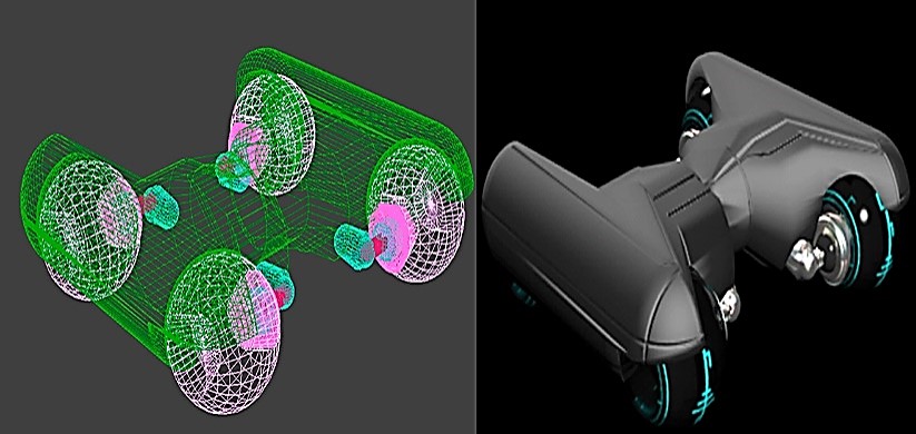 Figura 4. Detalle para análisis del enmallado y renderizado 3D. Se empleó software 3D Max Studio 2018 de Autodesk. Fuente: elaboración propia.
