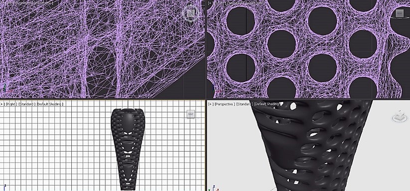 Figura 9. Estructura de enmallado, diagramas de Voronoi. Se empleó software 3D Max Studio 2018 de Autodesk. Fuente: elaboración propia.