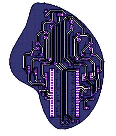 Figura 5. Diseño de placa PCB, del dispositivo propuesto (elaboración propia, se utilizó el software Proteus)