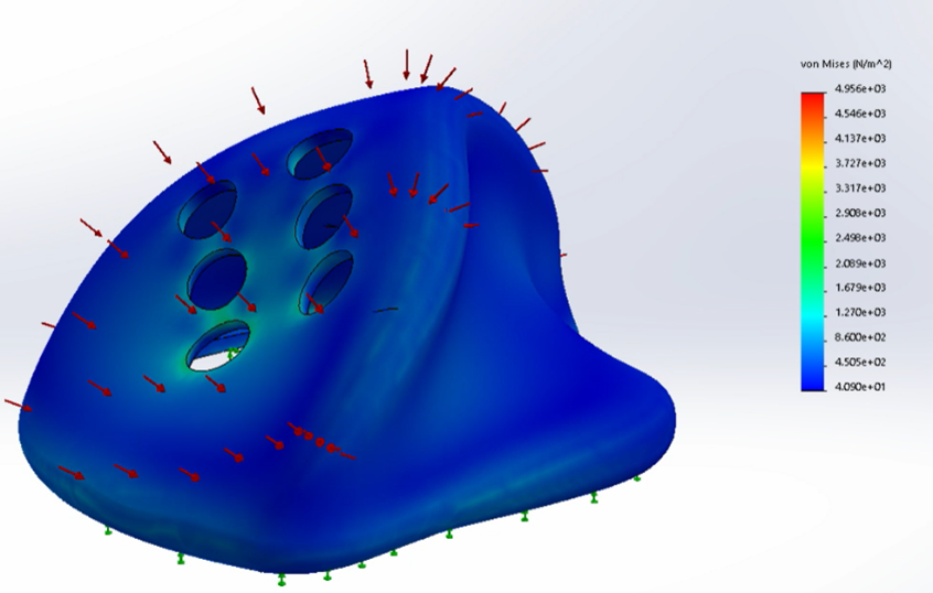 Figura 7. Distribución de fuerza media (elaboración propia, se utilizó el software SolidWorks)