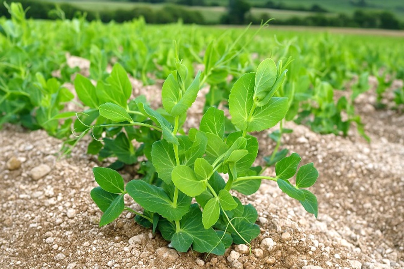Figura  1. Planta de chícharo en cultivo por surcos